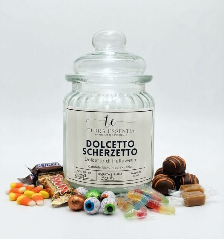 Candela Dolcetto Scherzetto profumata di Halloween in cera di soia
