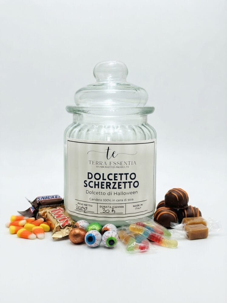 Candela Dolcetto Scherzetto profumata di Halloween in cera di soia