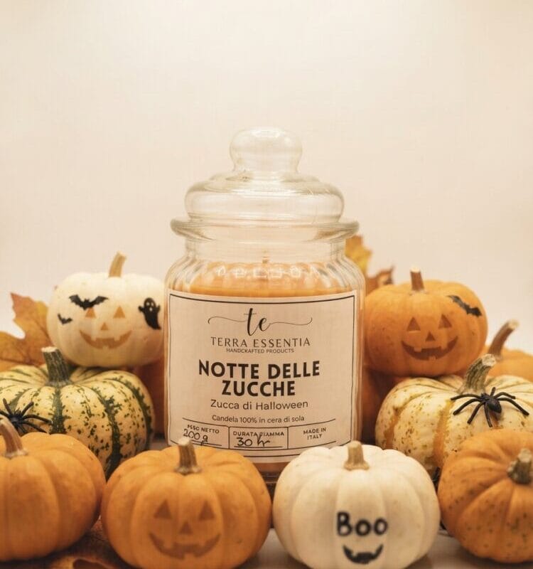 Candela Notte delle Zucche alla zucca di Halloween in cera di soia