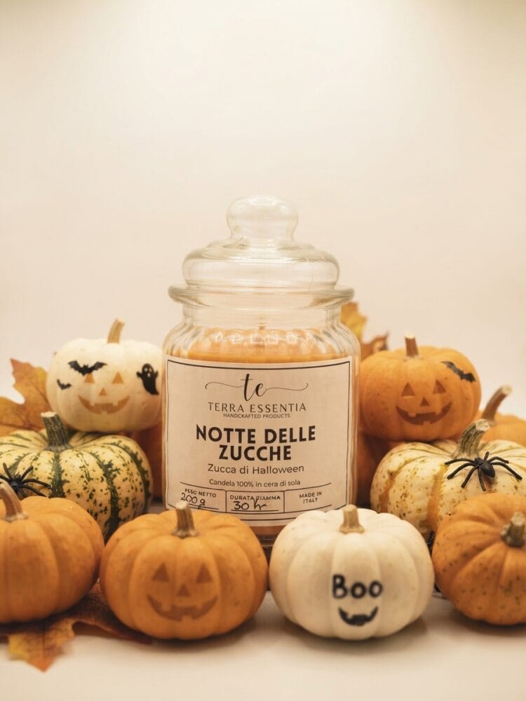 Candela Notte delle Zucche alla zucca di Halloween in cera di soia